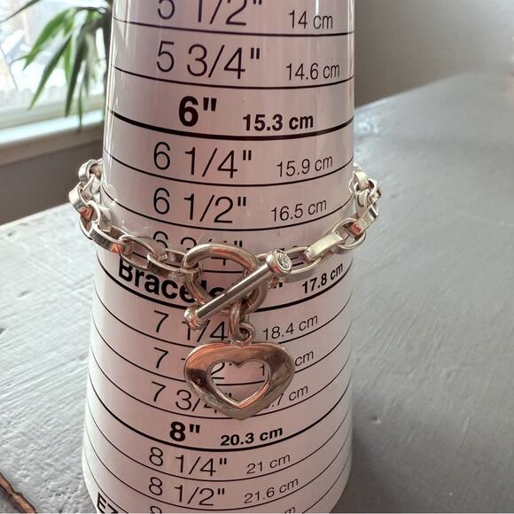 Silpada Heart Charm Chainlink Toggle Bracelet - Picture 8 of 8